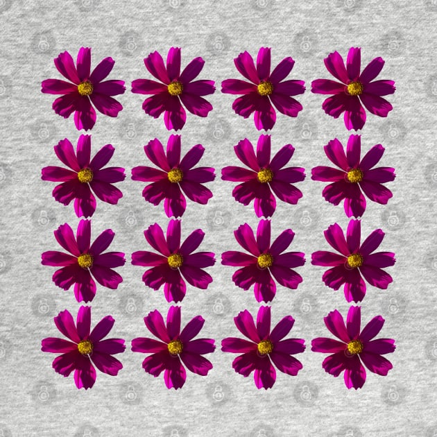 Dark Pink Cosmos Flowers Pattern by ellenhenryart